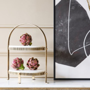 Belvedere Aged Gold Oval Two-Tiered Stand